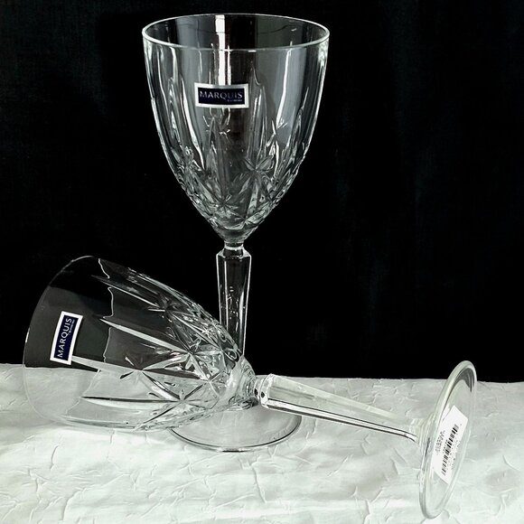 2 Waterford Sparkle Wine Glasses 8.2" Marquis fine Crystal toasting goblets vtg - Picture 1 of 8